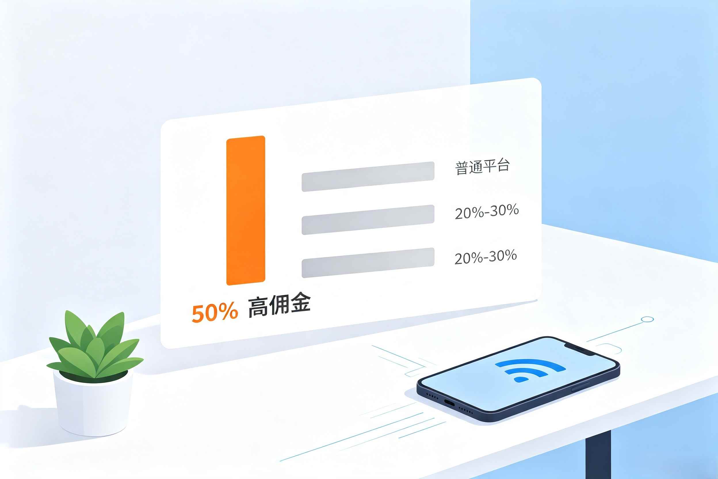 佣金对比：通天猴50%高佣金 vs 普通平台20-30%